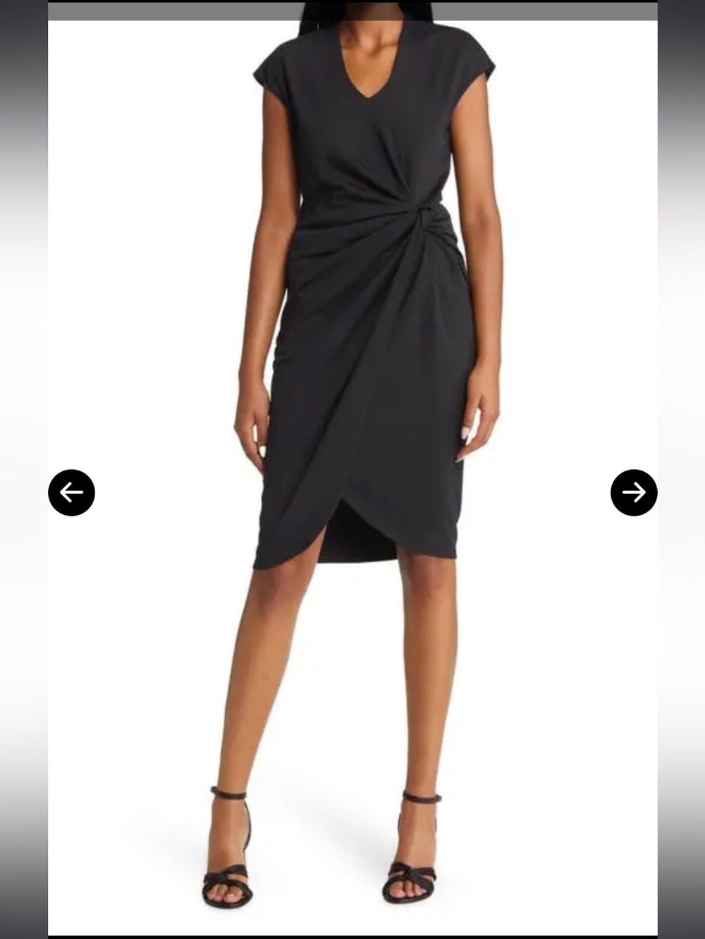 NWT Tahari ASL Sz 2 Women’s Black Twist Side V-neck Sheath Midi Dress Ret $129!